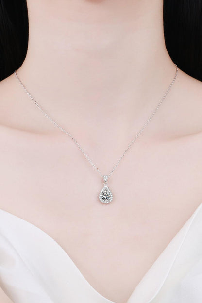 Blue Zone Planet | 1 Carat Moissanite Teardrop Pendant Chain Necklace