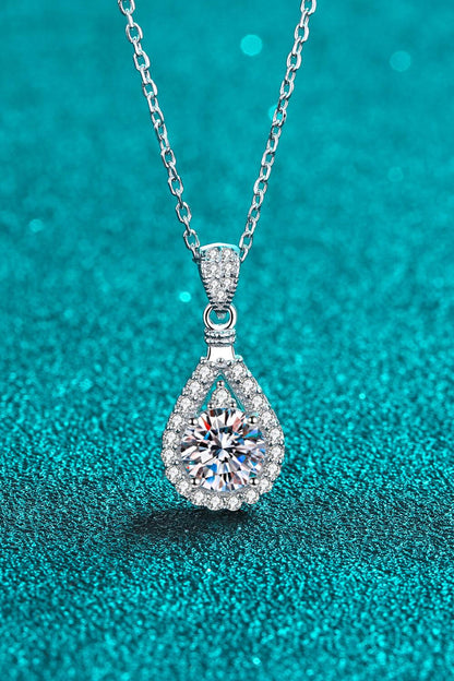 Blue Zone Planet | 1 Carat Moissanite Teardrop Pendant Chain Necklace
