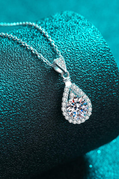 Blue Zone Planet | 1 Carat Moissanite Teardrop Pendant Chain Necklace
