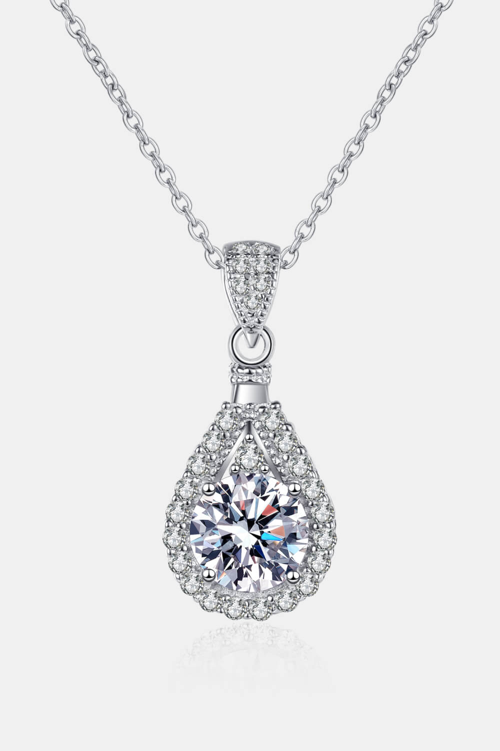 Blue Zone Planet | 1 Carat Moissanite Teardrop Pendant Chain Necklace