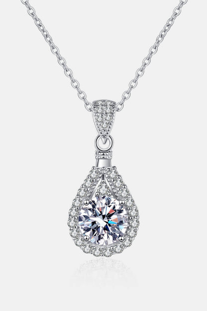 Blue Zone Planet | 1 Carat Moissanite Teardrop Pendant Chain Necklace