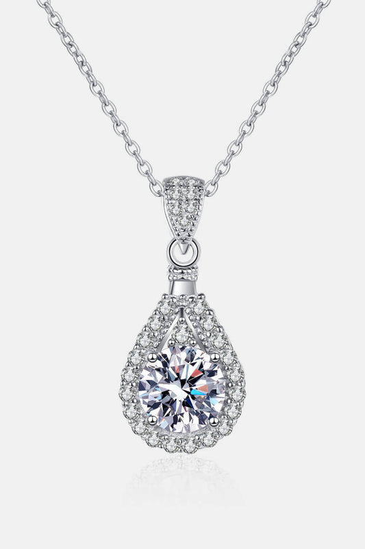 Blue Zone Planet | 1 Carat Moissanite Teardrop Pendant Chain Necklace