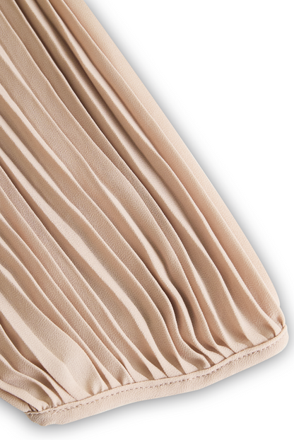 Pleated High-Neck Maxi Dress