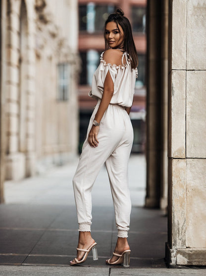 V neck Plunge Casual Jumpsuit