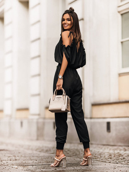 V neck Plunge Casual Jumpsuit