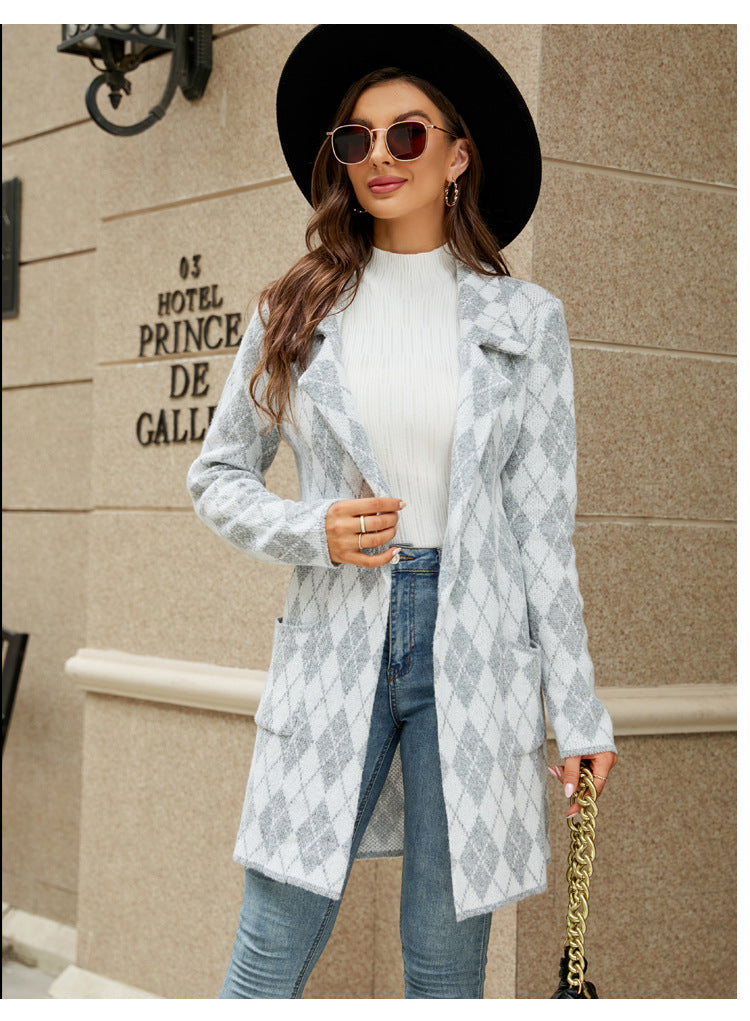 Houndstooth Knitted Coat