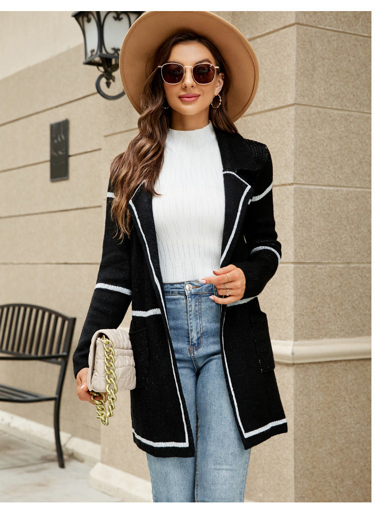 Houndstooth Knitted Coat