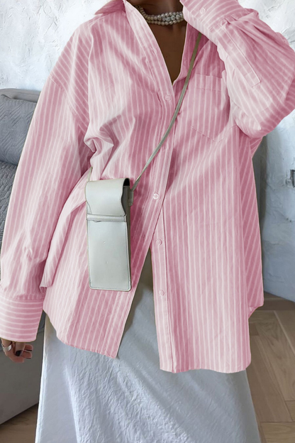 Effortless Cool – Oversized Striped Button-Down Shirt