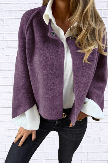 Full Size Solid Color Long Sleeve Outerwear Plus Size