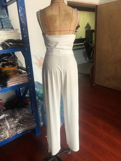 Wide Leg Sleeveless V-neck Backless Jumpsuit