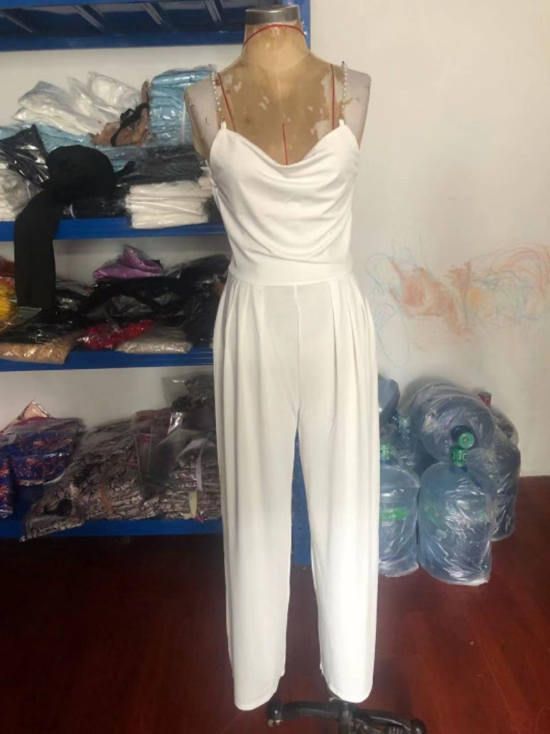 Wide Leg Sleeveless V-neck Backless Jumpsuit