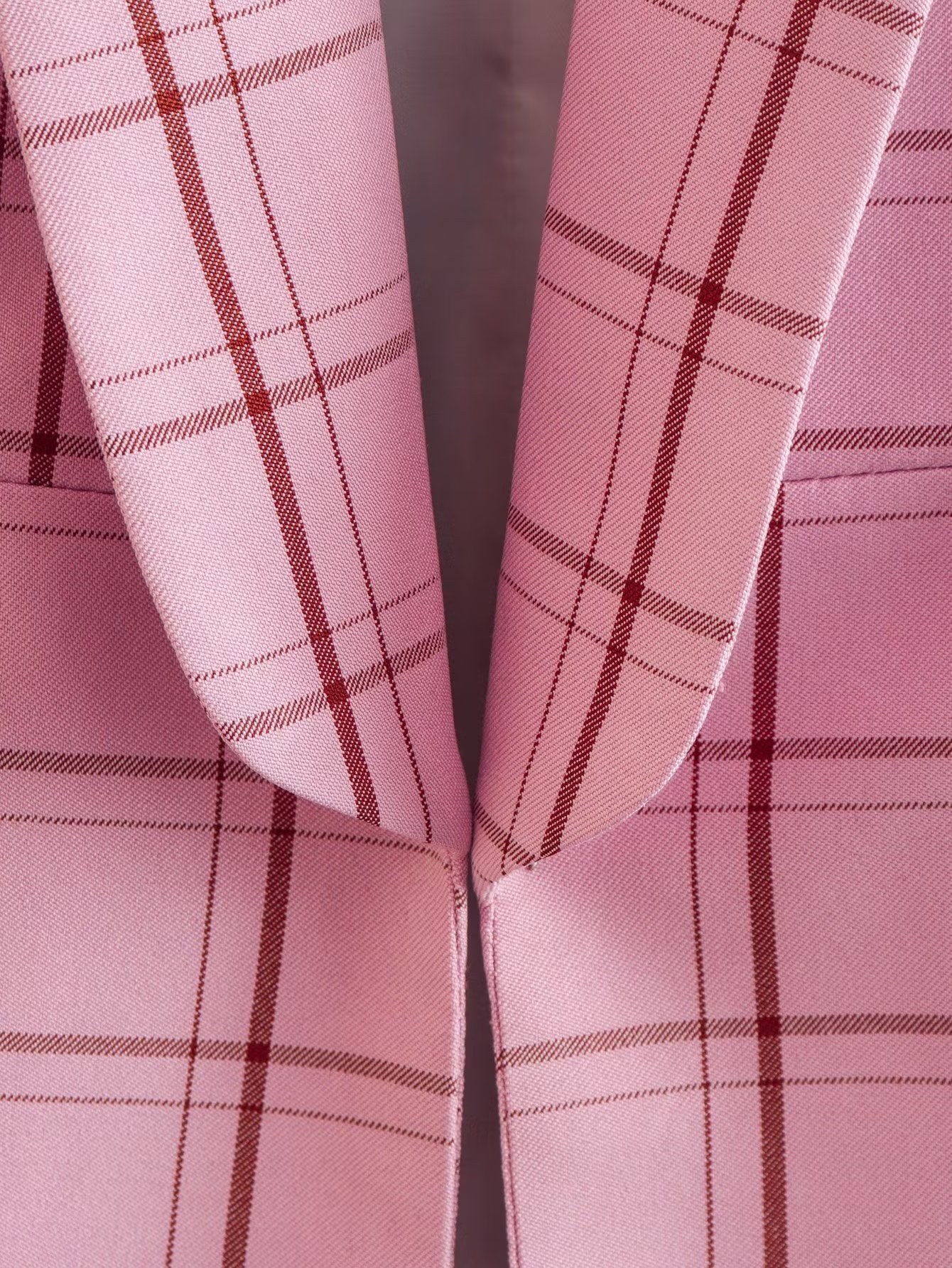 Pink Plaid Nine Quarter Sleeve Blazer