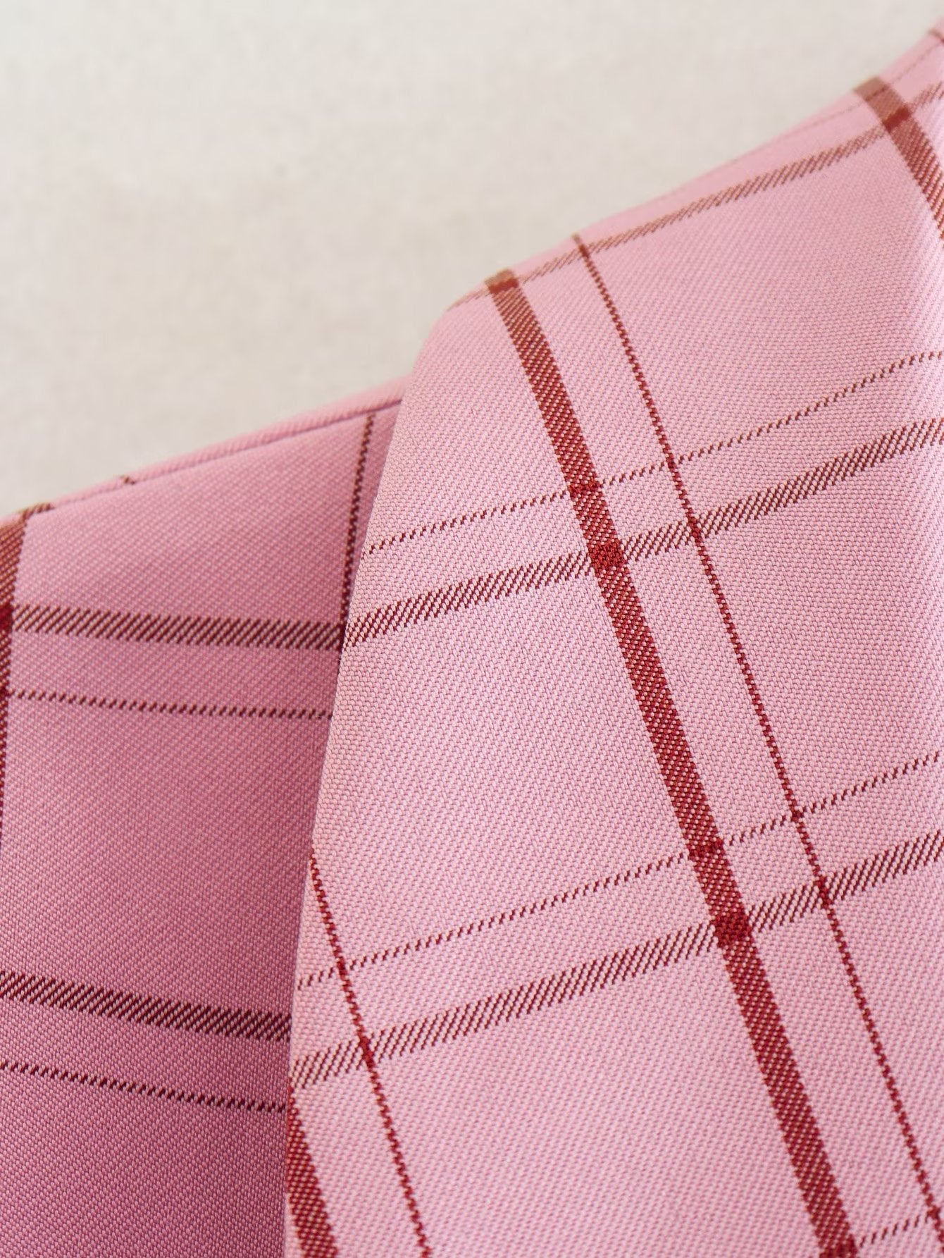 Pink Plaid Nine Quarter Sleeve Blazer