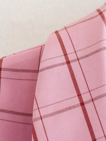 Pink Plaid Nine Quarter Sleeve Blazer