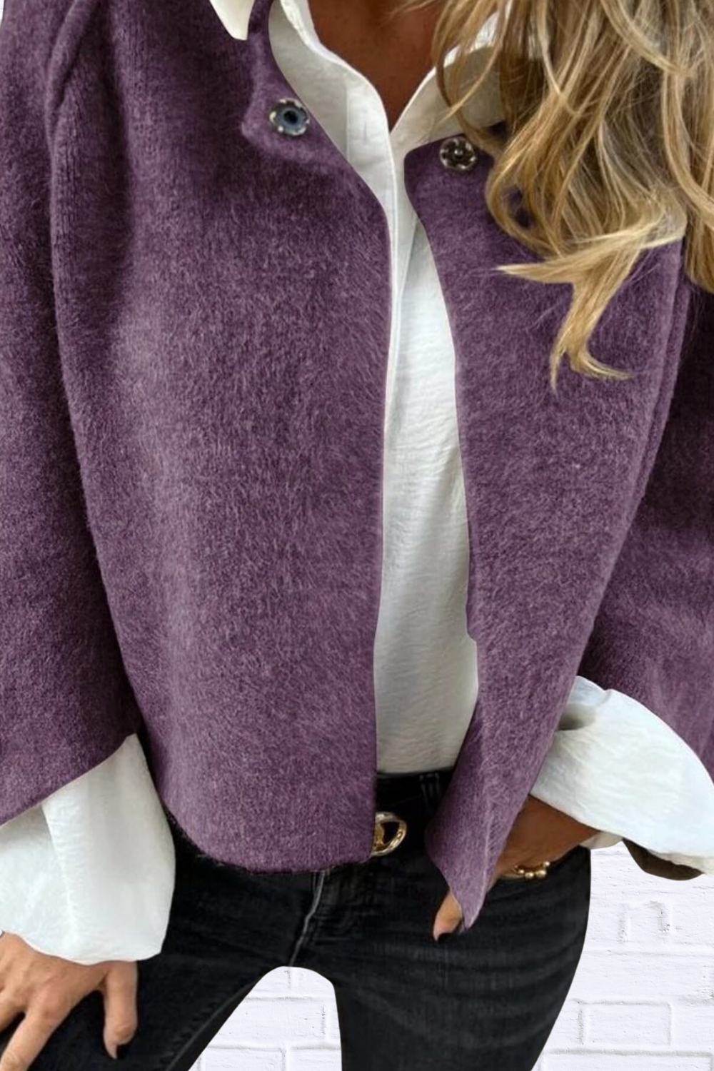 Full Size Solid Color Long Sleeve Outerwear Plus Size