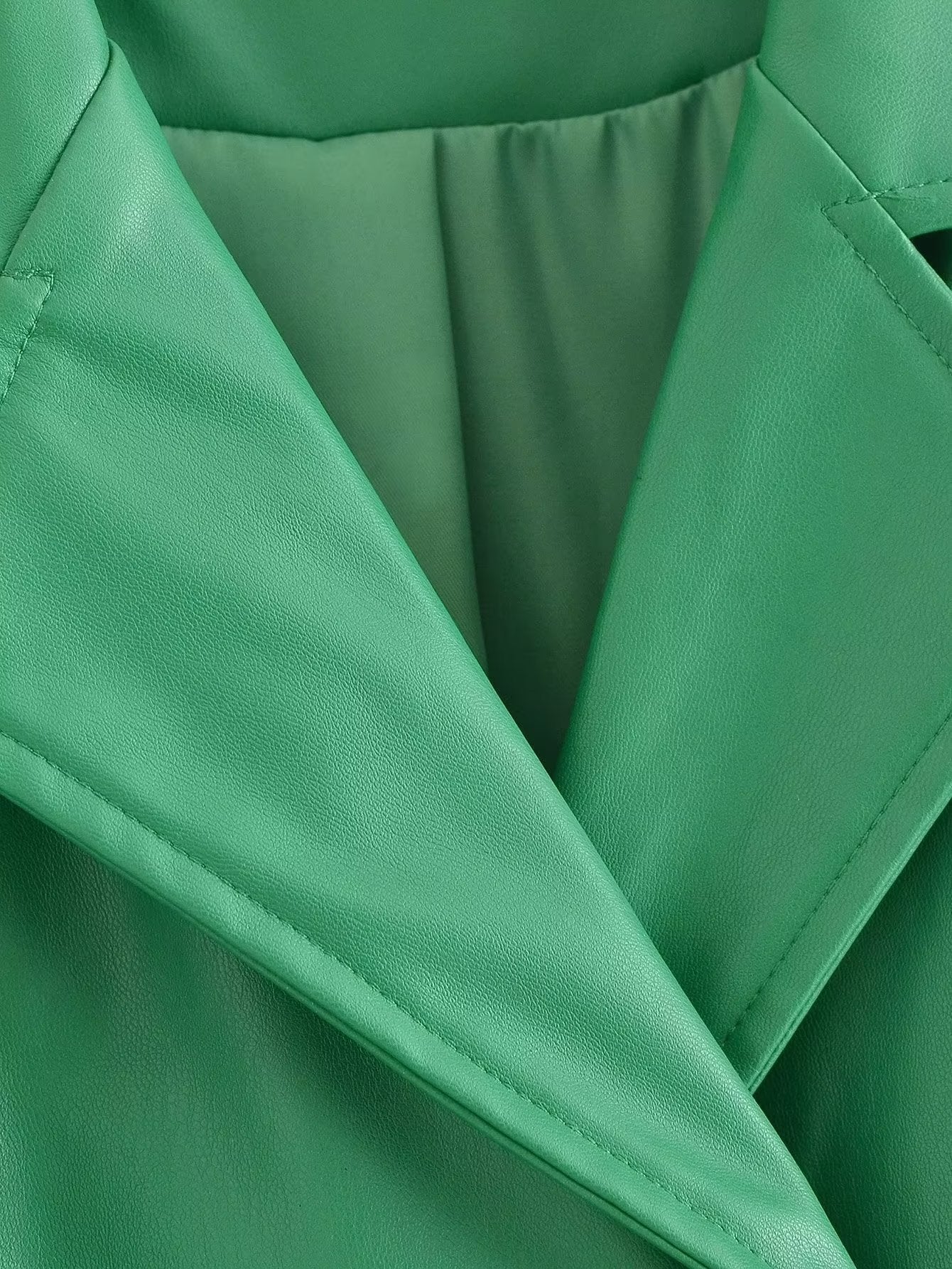 Faux Leather Belt Windbreaker Trench Coat