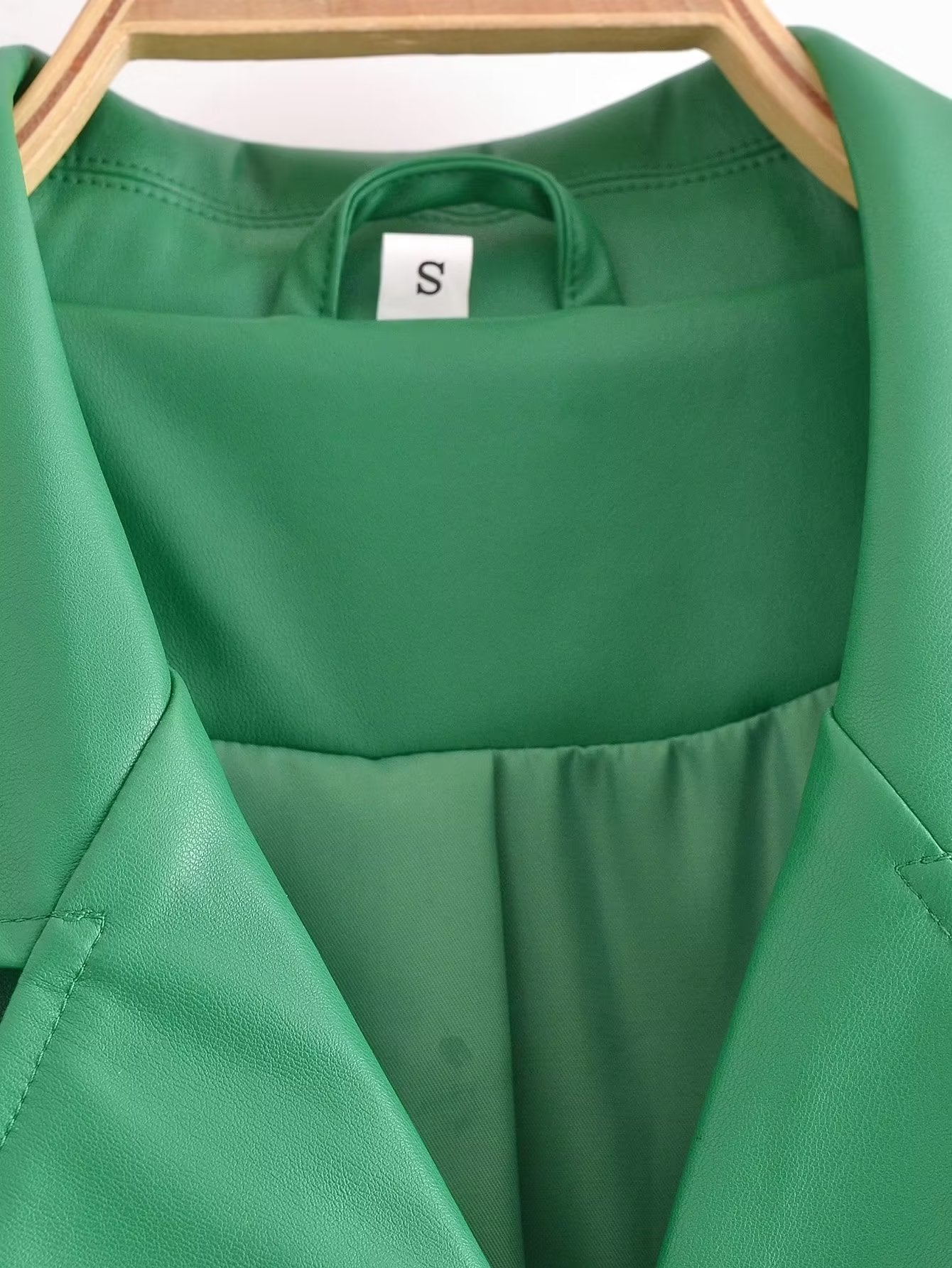 Faux Leather Belt Windbreaker Trench Coat