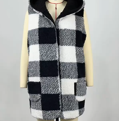 Velvet Plaid Sleeveless Vests