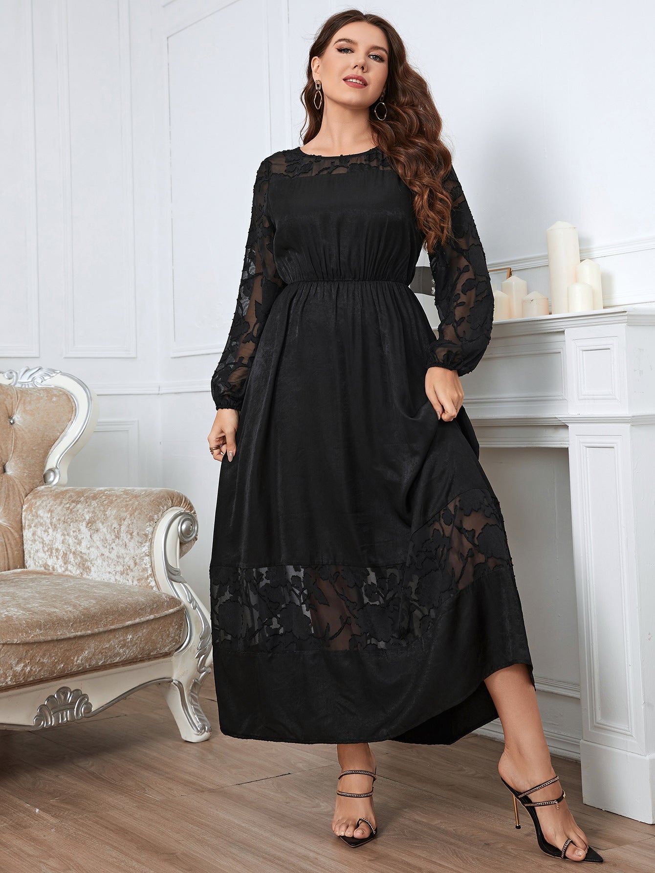 Formal Black Plus Size Ankle Length Dress