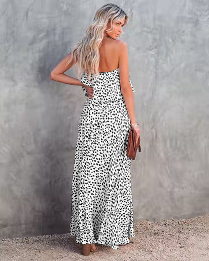 Strapless High Slit Casual Dress