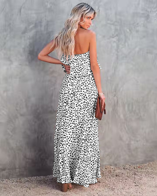 Strapless High Slit Casual Dress