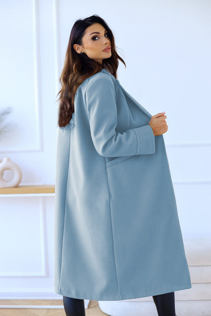 Solid Color Long Sleeve Woolen Coat