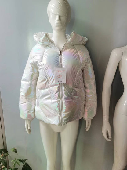 Shiny Hooded Thermal Puffer Jacket