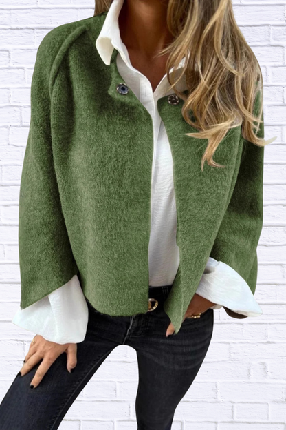 Full Size Solid Color Long Sleeve Outerwear Plus Size