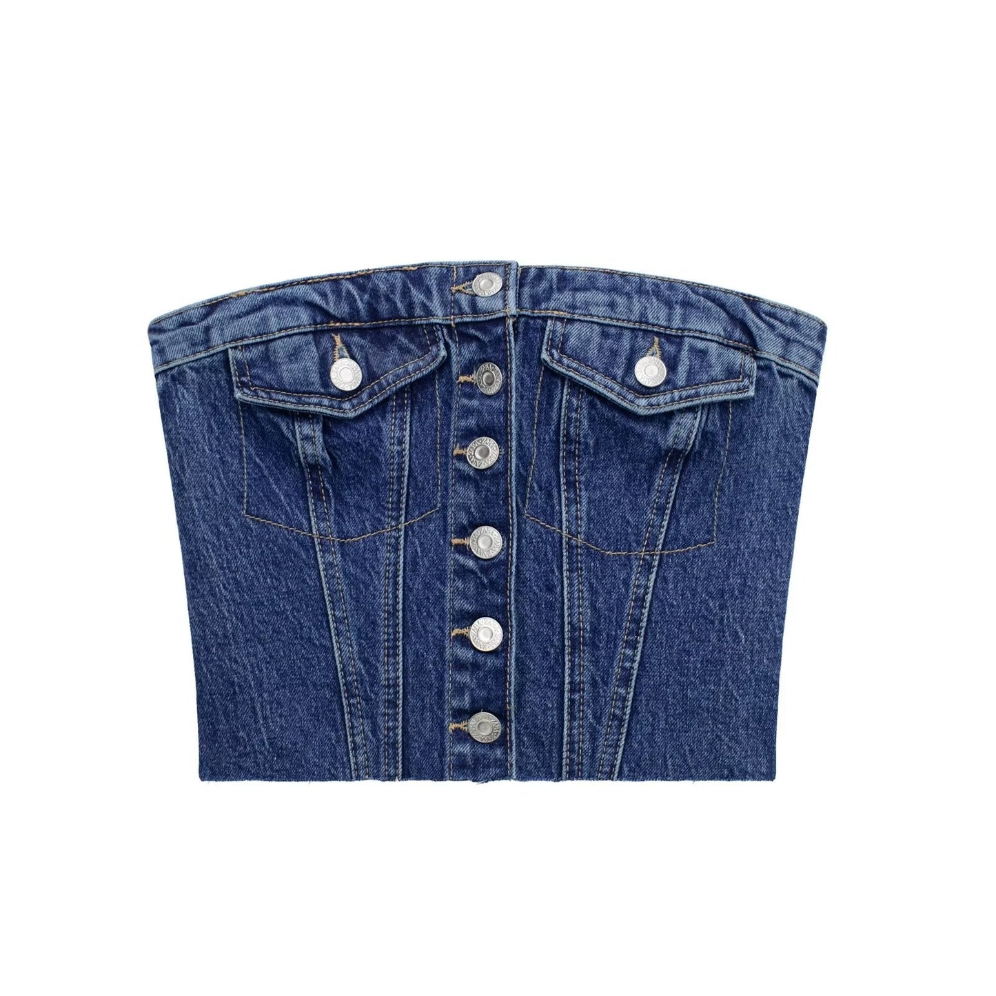 Shirley Washed Denim Corset Tube Top