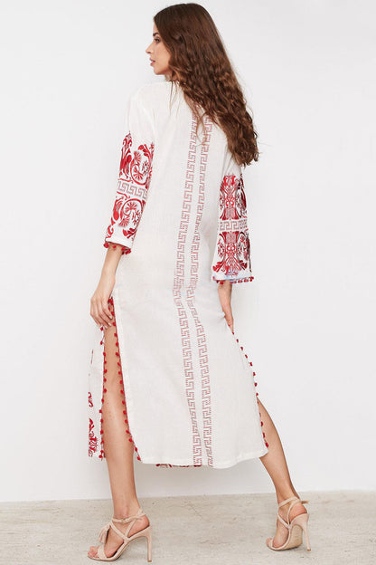 Stylish Design Embroidered Split Maxi