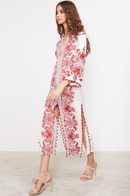 Stylish Design Embroidered Split Maxi