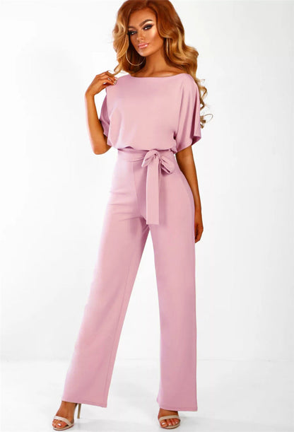 Lace-up Short Sleeved Jumpsuit