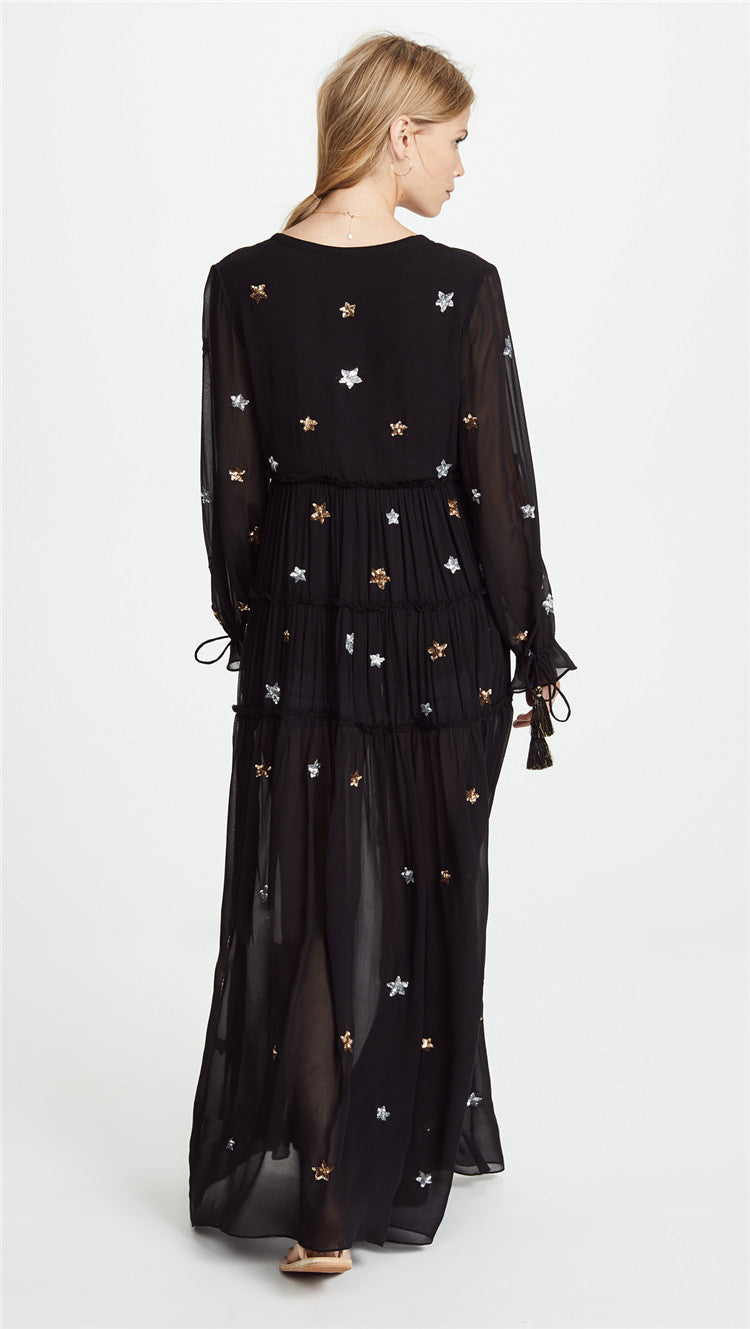 Star Embroidered Maxi Kaftan