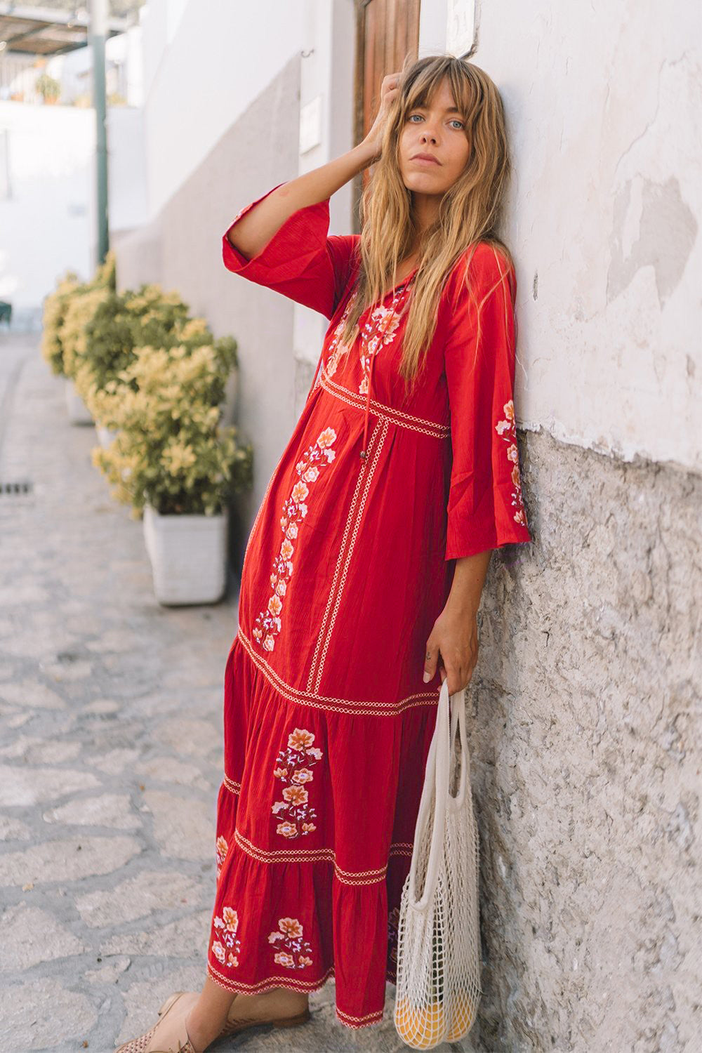 Embroidered Casual Kaftan Maxi