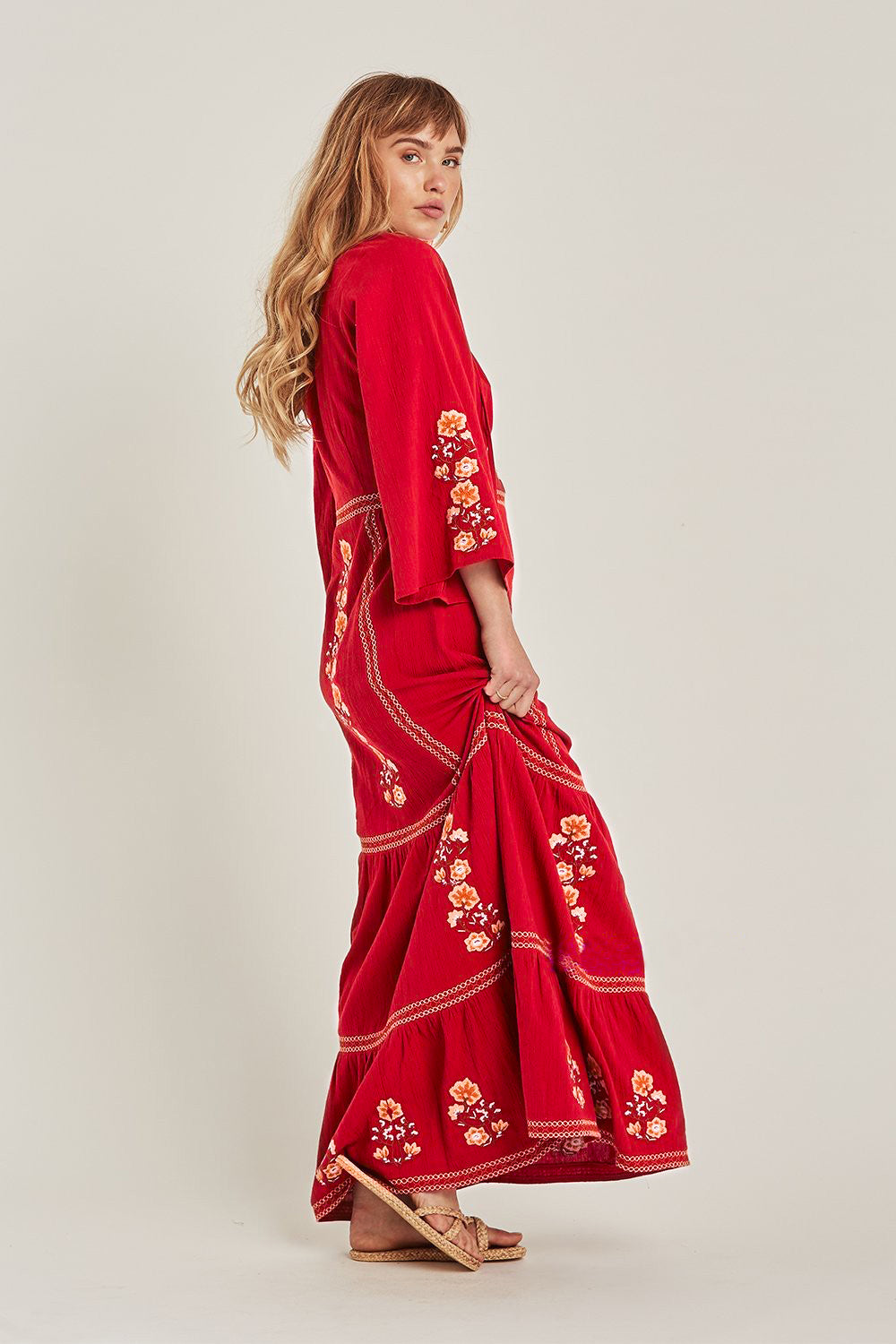 Embroidered Casual Kaftan Maxi