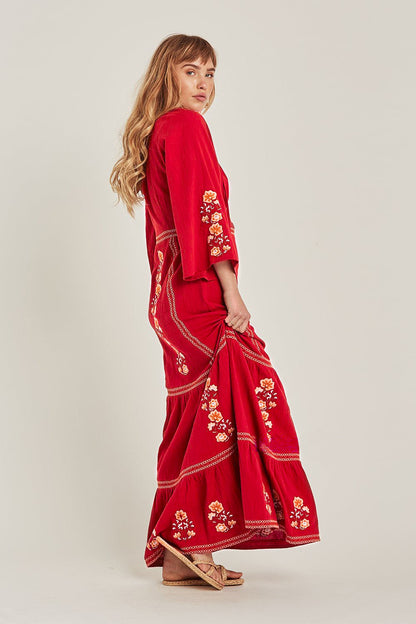 Embroidered Casual Kaftan Maxi