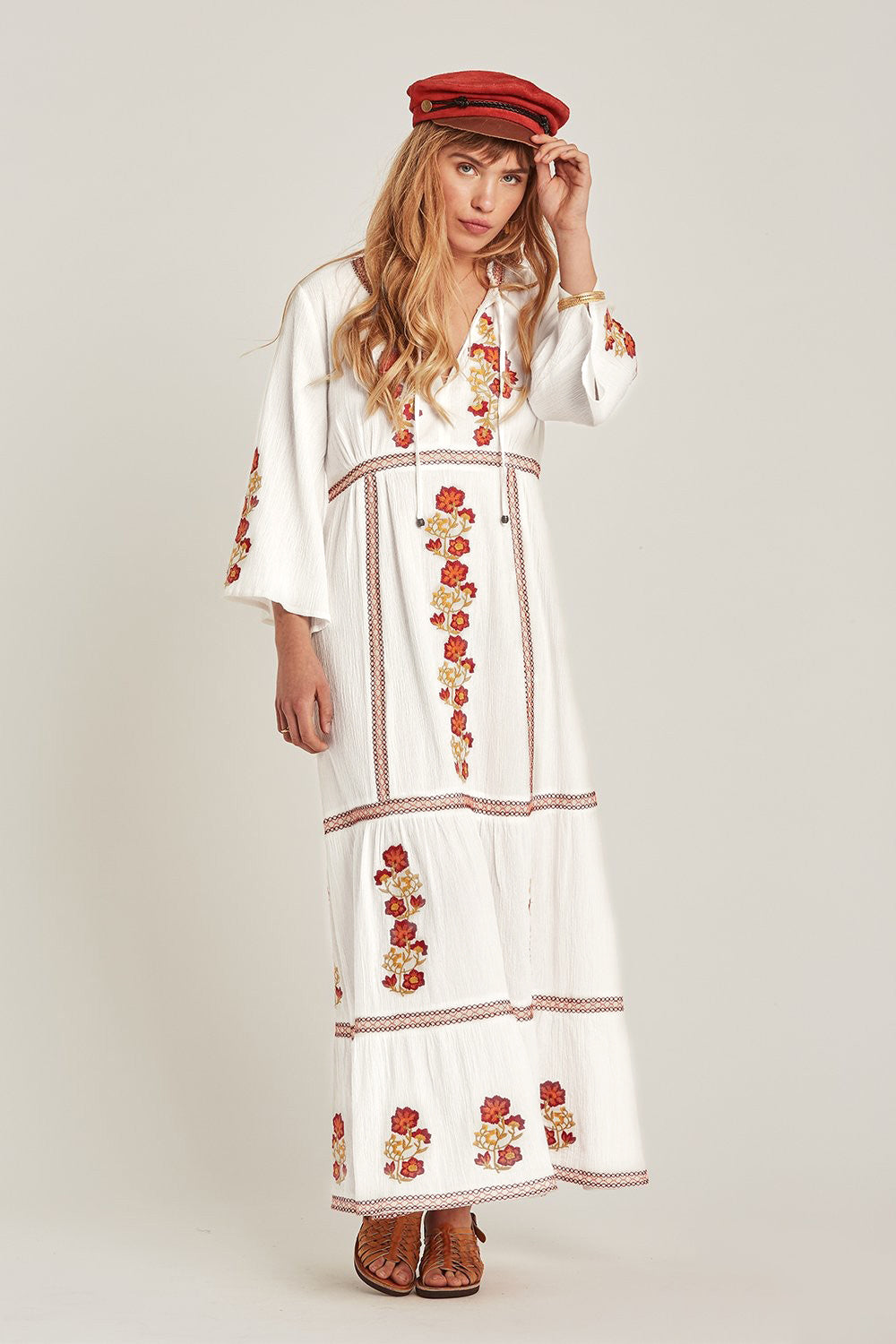 Embroidered Casual Kaftan Maxi