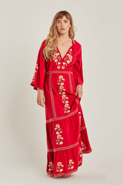Embroidered Casual Kaftan Maxi
