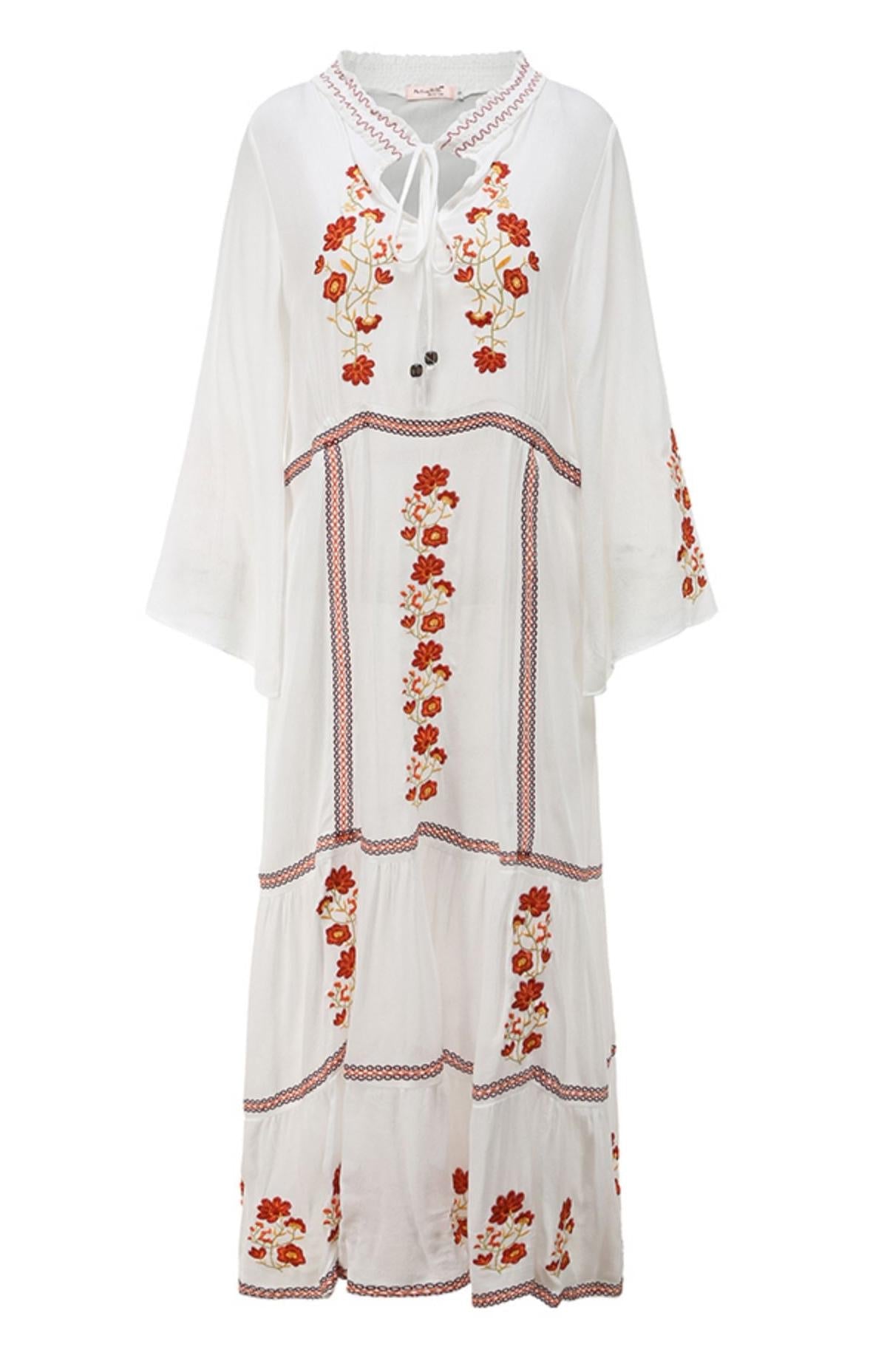 Embroidered Casual Kaftan Maxi