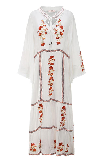 Embroidered Casual Kaftan Maxi