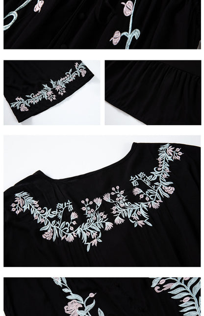 Vanessa Black Cotton Kaftan