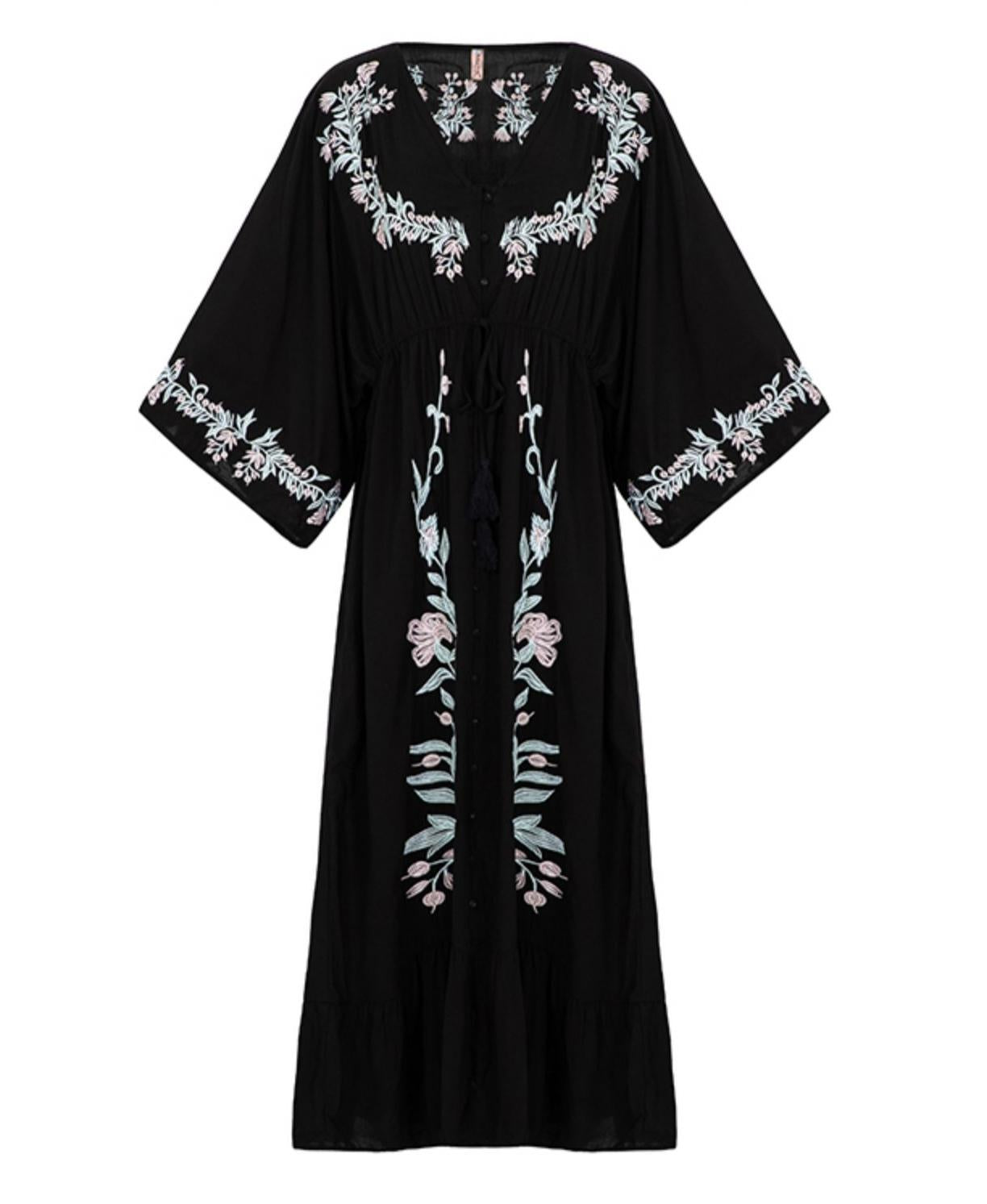 Vanessa Black Cotton Kaftan