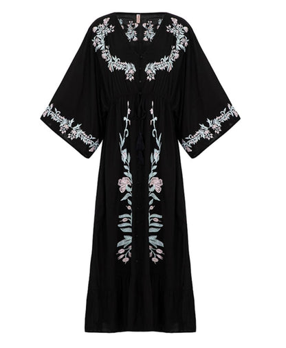 Vanessa Black Cotton Kaftan