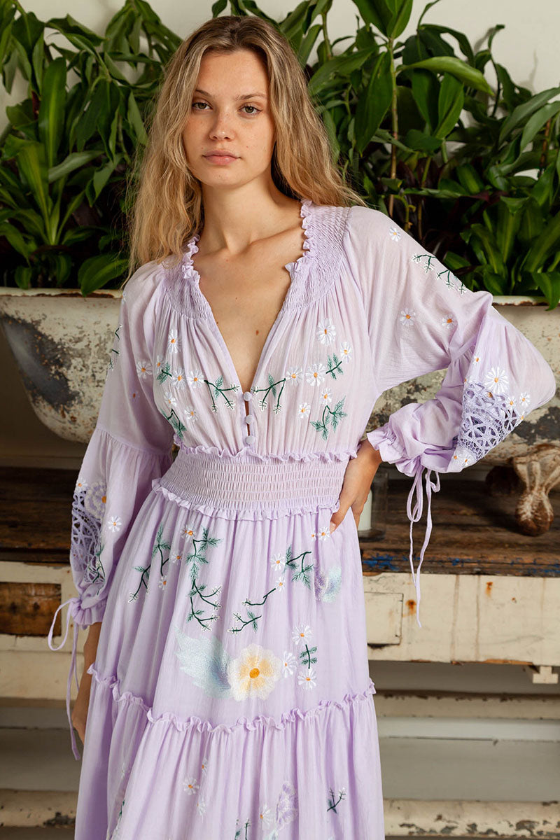 Long Sleeves V Neck Maxi Kaftan