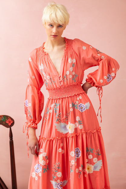 Long Sleeves V Neck Maxi Kaftan