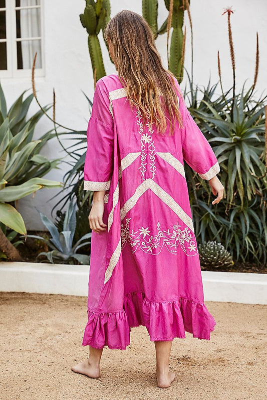 Lace Embroidered Kaftan Dress