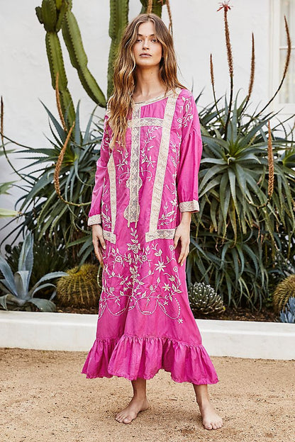 Lace Embroidered Kaftan Dress