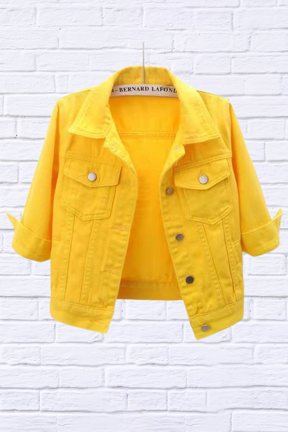 Full Size Cropped  Denim Jacket Plus Size