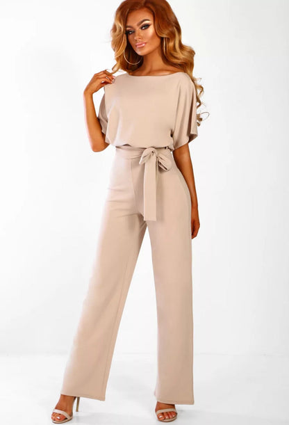 Lace-up Short Sleeved Jumpsuit