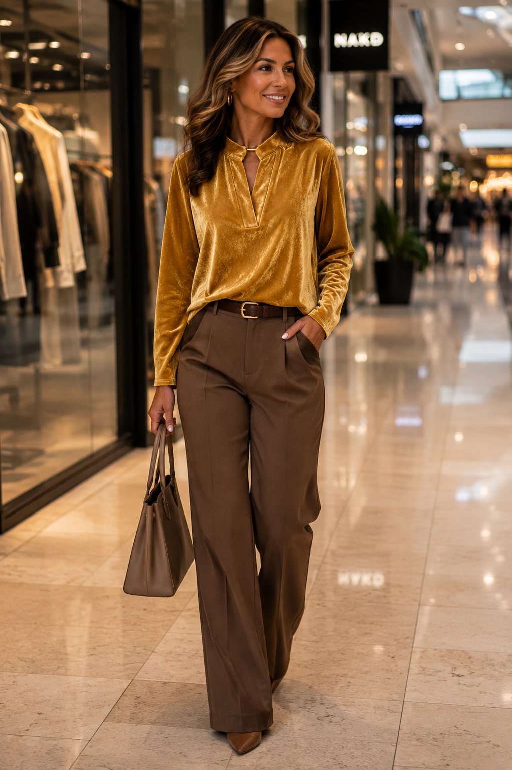 Plus Size Velvet Notched Long Sleeve Blouse